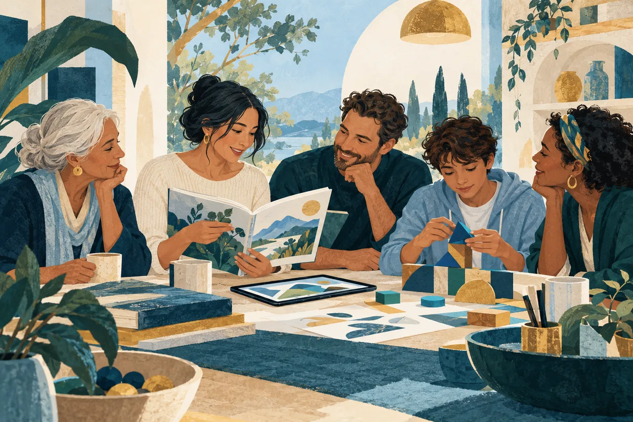 Illustration of knowledge and creativity shared across generations